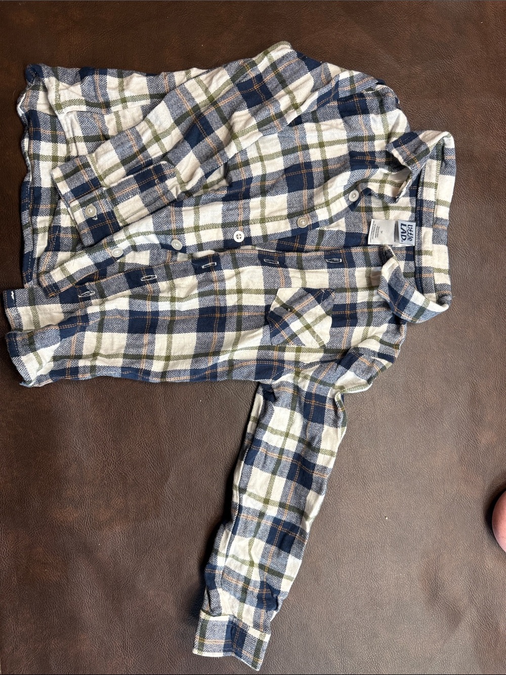 Boys Navy & Olive Plaid Button-Down Shirt